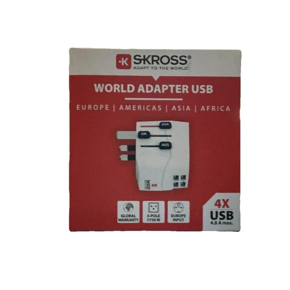 SKROSS PRO Light USB 4xA Universal World Travel Adapter 4 Ports White 1.302461